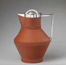 Load image into Gallery viewer, A Watcombe Terracotta Company sterling silver mounted ice bucket designed by Dr Christopher Dresser. 1875
