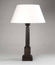 Load image into Gallery viewer, A pair of Vaughan Matignon bronze column table lamps. Modern
