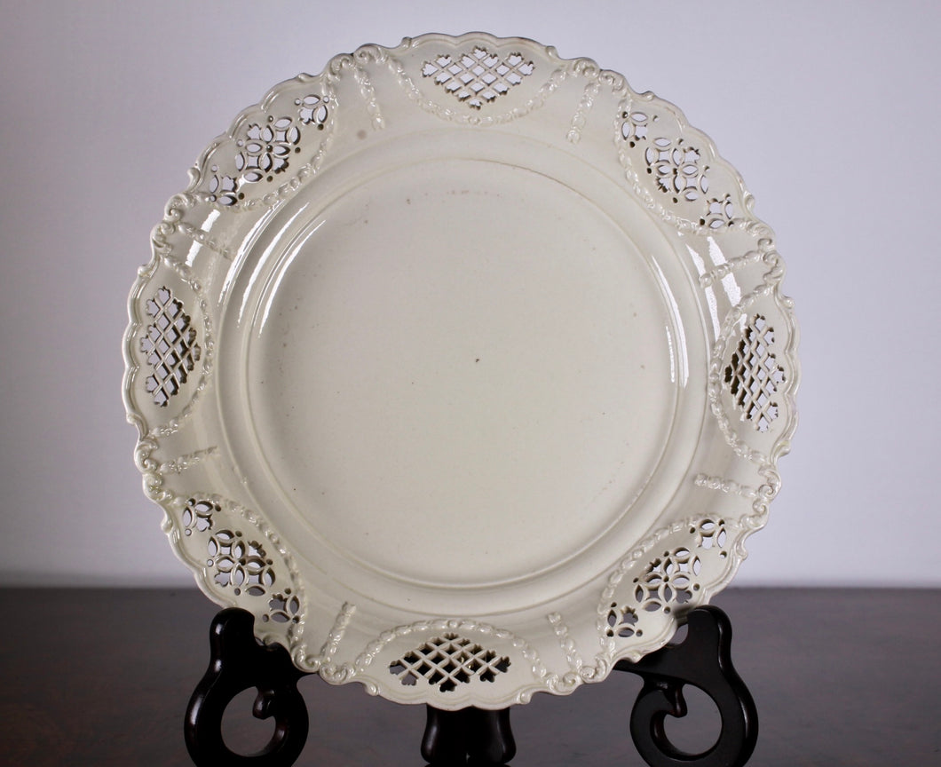 A late 18th century Leeds Creamware plate. Circa 1780