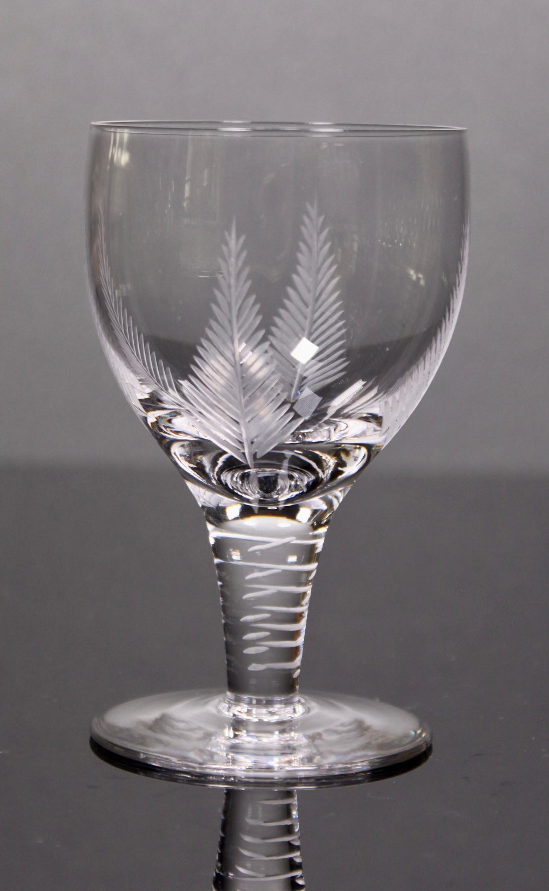 Sold at Auction: SET OF 6 CRYSTAL SHORT STEM WINE GLASSES, MARKED STUART,  ETCHED PATTERN